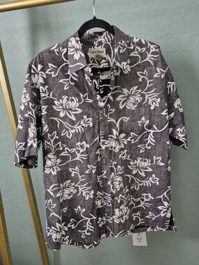 Cooke Street Black Floral Short-Sleeve Button-Down Shirt